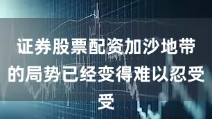 证券股票配资加沙地带的局势已经变得难以忍受